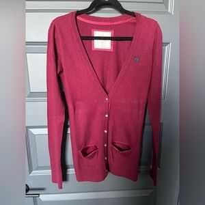 Abercrombie & Fitch Cranberry Red Cardigan Sweater